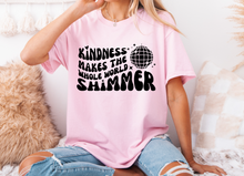 Load image into Gallery viewer, Adult Kindness Makes the Whole World Shimmer Tshirt