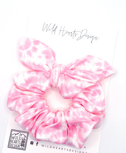 Pink Tie-Dye Bow Scrunchie