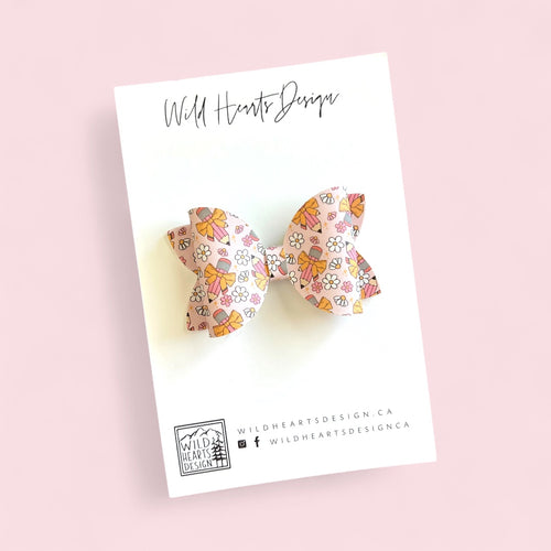 Pink Bows & Pencils Bow
