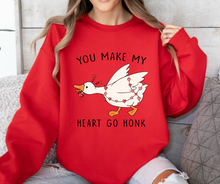 Load image into Gallery viewer, Adult You Make My Heart Go Honk Crewneck