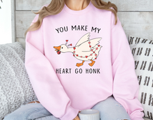 Load image into Gallery viewer, Adult You Make My Heart Go Honk Crewneck