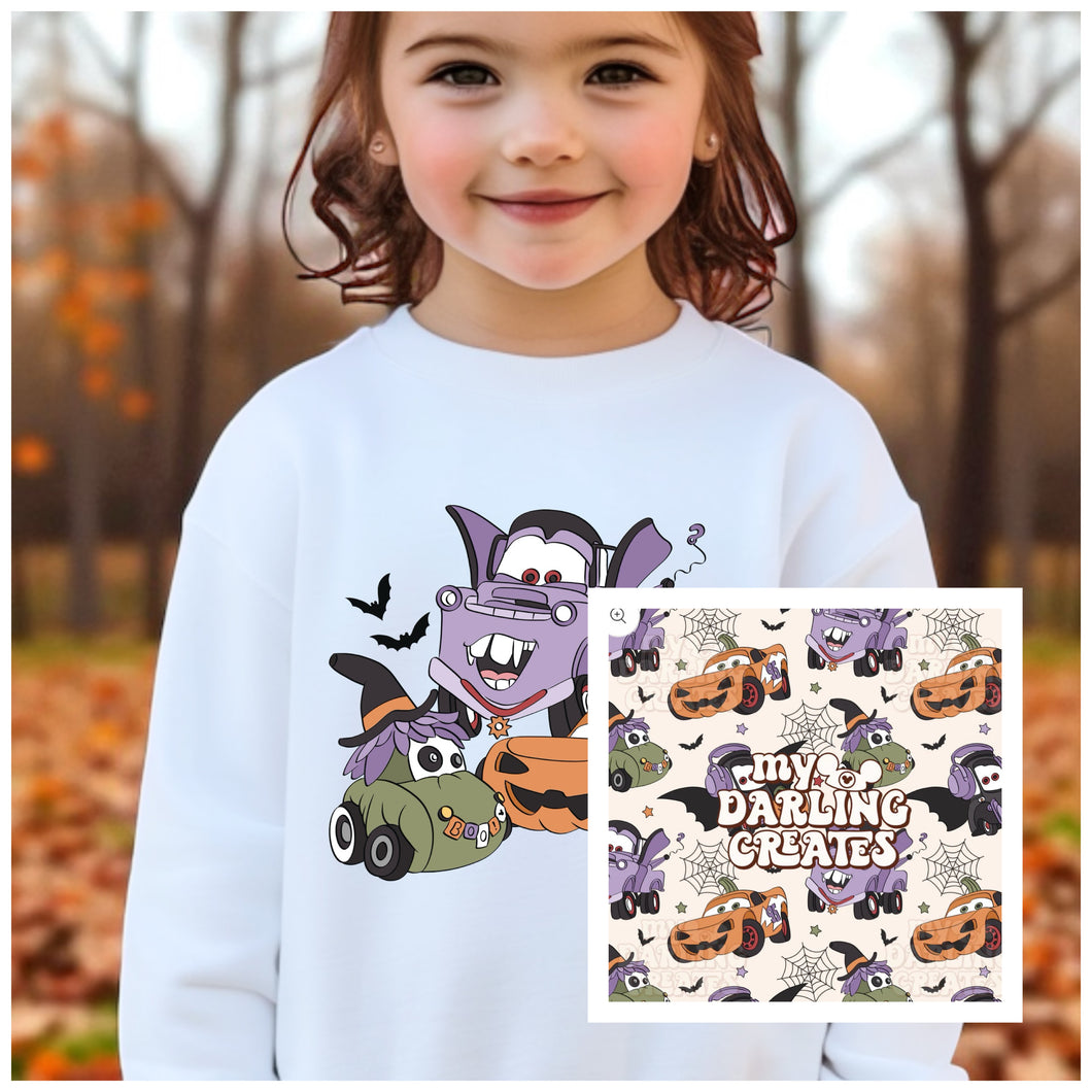 Youth Halloween Cars Crewneck & Legging Set