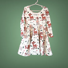 Load image into Gallery viewer, Size 2 Rudolph &amp; Friends Long Sleeve Twirl Dress