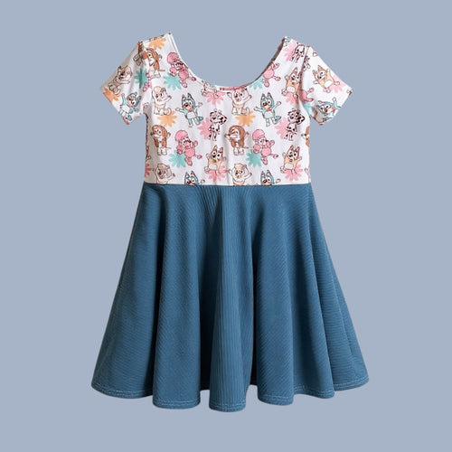 Size 3 Blue Dog Twirl Dress