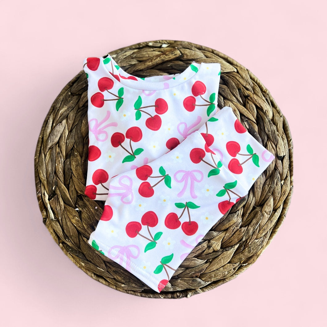 Bows & Cherries Biker Short & Top Set