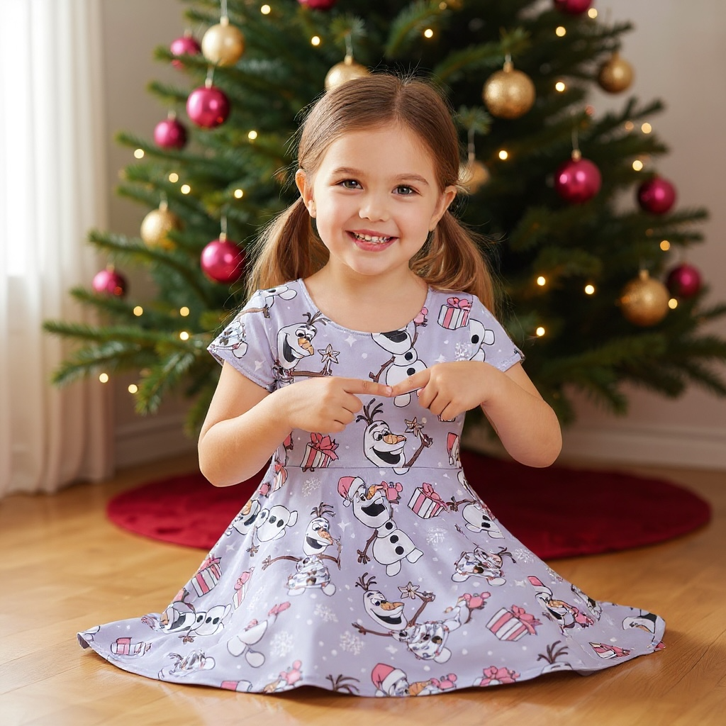 Snowman & Lights Twirl Dress