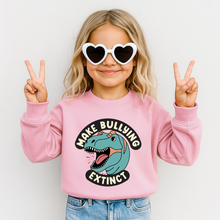Load image into Gallery viewer, Youth Teal Make Bullying Extint Crewneck