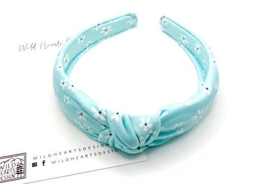 Aqua Blossom Knotted Headband