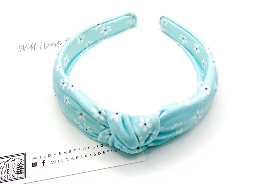 Aqua Blossom Knotted Headband