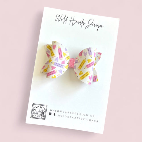 Hearts & Pencils Bow