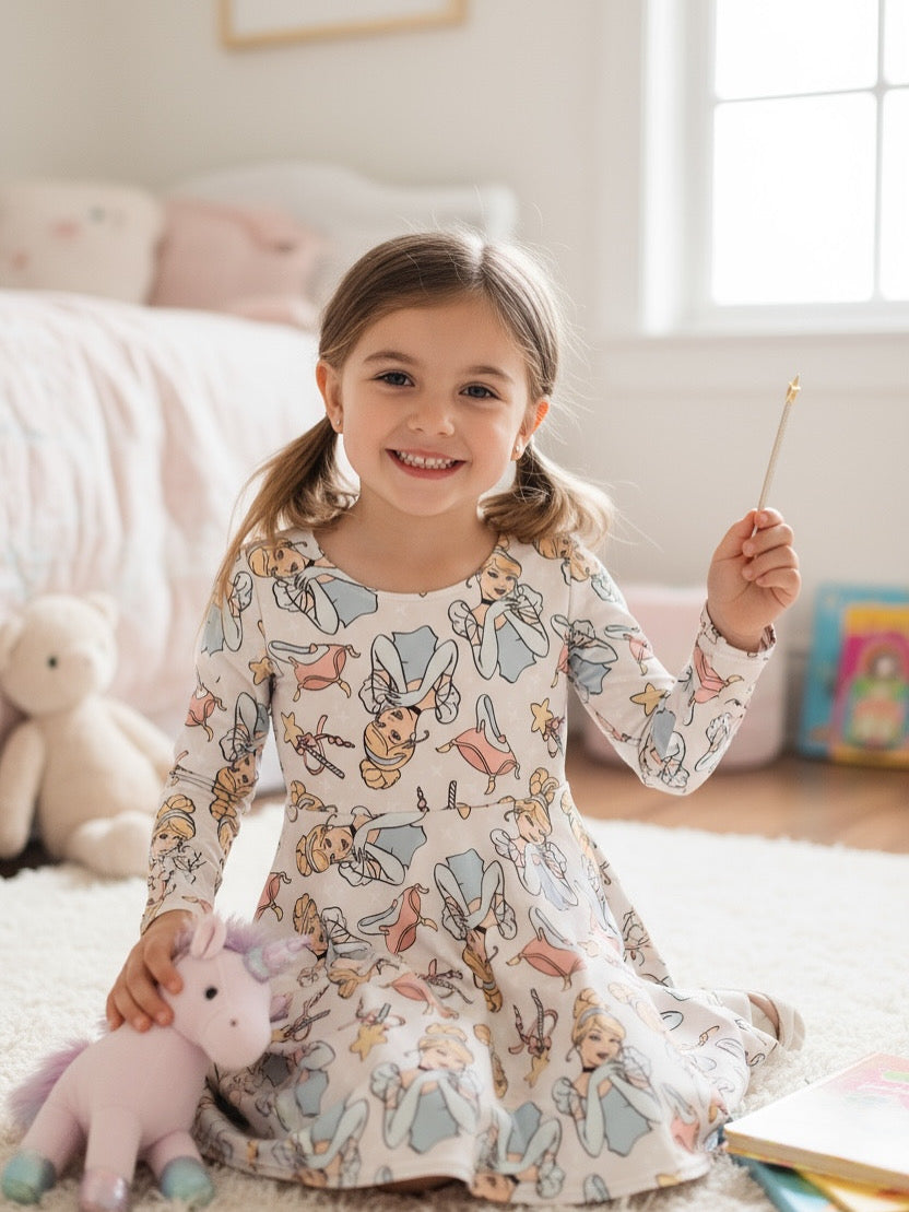 Size 4 Long Sleeve Glass Slipper Princess Twirl Dress