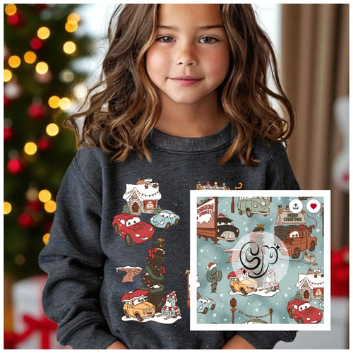 Youth Christmas Cars Crewneck & Legging Set