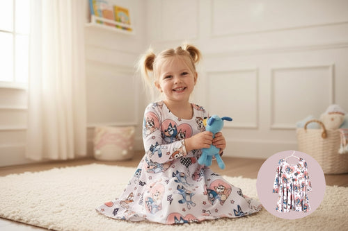Blue Dog Love Twirl Dress