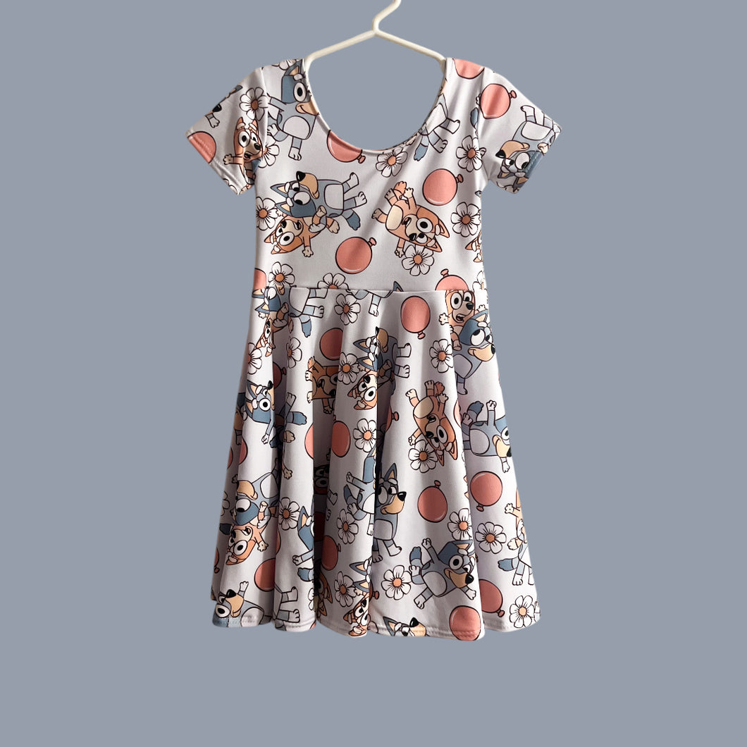 Light Blue Pup Sisters Twirl Dress