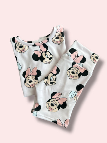 Pink Min Mouse Biker Short & Top Set