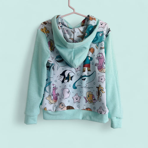 Size 2, 3 & 4 Floral Ocean Friends Lined Hoodie