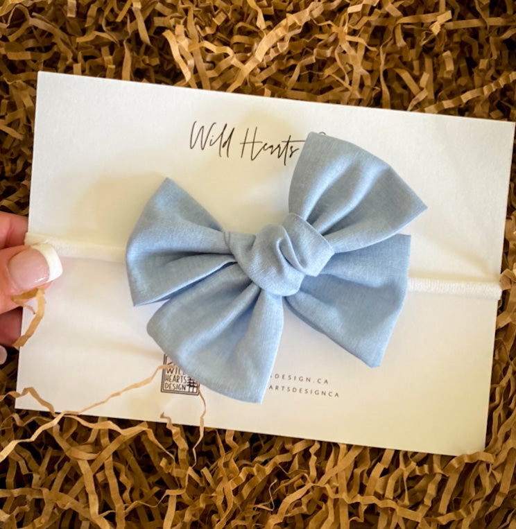 Light Denim Hand Tied Bow